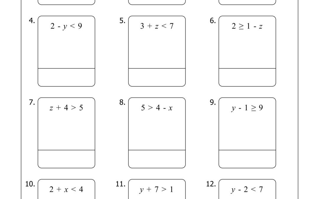 Solving Inequalities pdf Worksheet