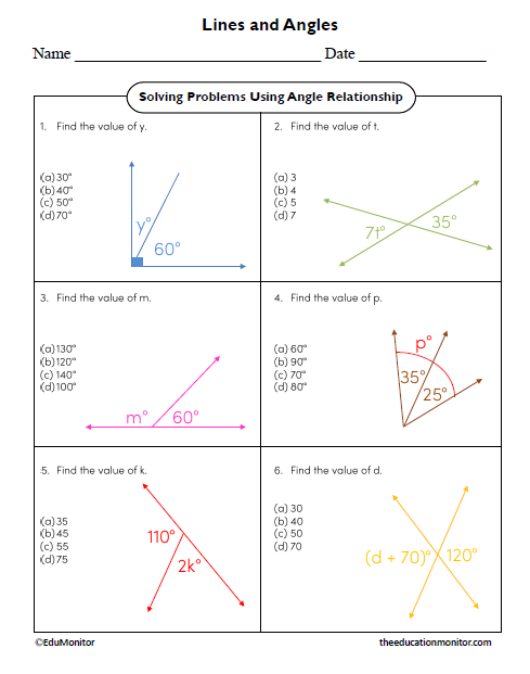 Solving Problems Using Angle Relationship Seventh Grade Math Worksheet Solving Problems Using Angle Relationship Seventh Grade Math Worksheet