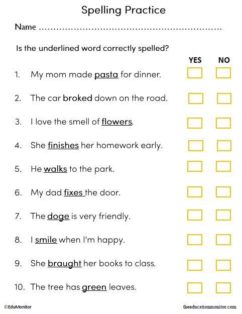 Correct the Spelling Mistakes Reading Worksheet
