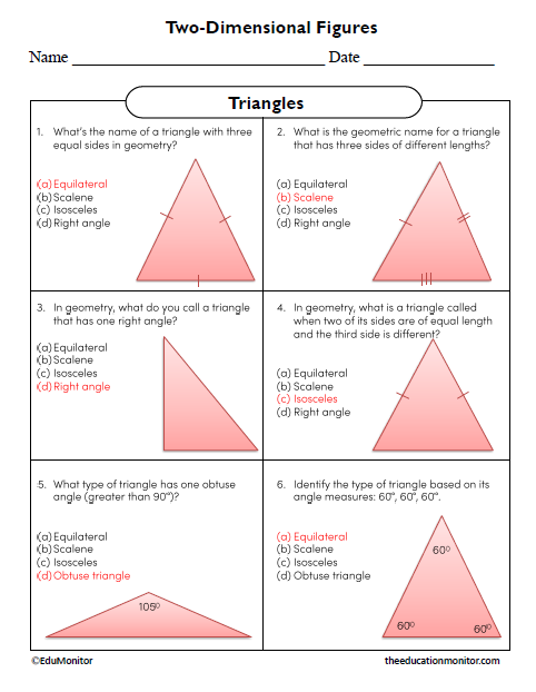 Triangles Seventh Grade Math Worksheet Triangles Seventh Grade Math Worksheet