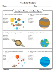 Planets in the Solar System Third Grade Science Worksheet - EduMonitor ...