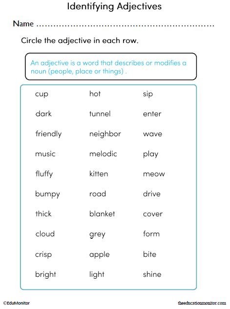 Identifying Adjectives Worksheet_EduMonitor_2 Identifying Adjectives Printable
