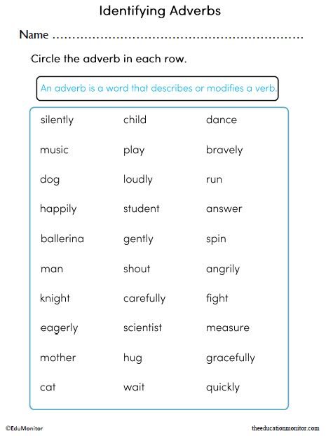 Identifying Adverbs Worksheet_EduMonitor Identifying Adverbs Worksheet for 2nd Grade