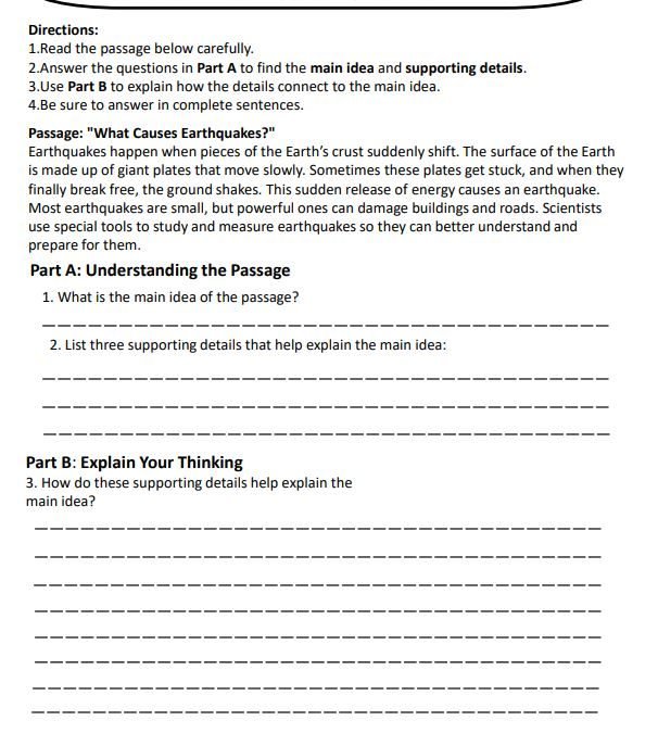 Grade 5-Identifying Main Ideas and Supporting Details I English Language Arts