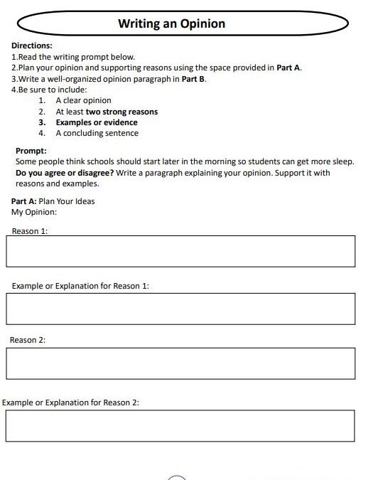 Learn to Write an Opinion with Reasons and Evidence Grade 5 ELA