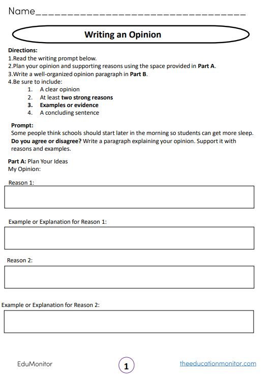 Writing Opinion with Supporting Reasons and Evidence (Grade 5)
