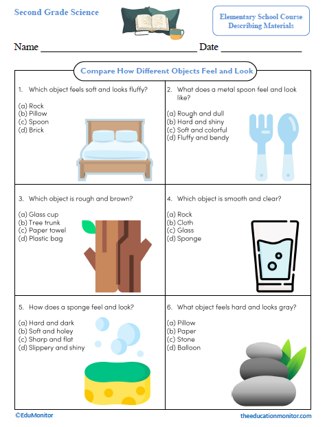 Compare How Different Objects Feel and Look Second Grade Worksheet