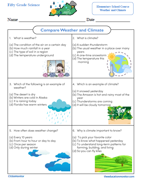 Compare Weather and Climate Science Worksheet Compare Weather and Climate Science Worksheet