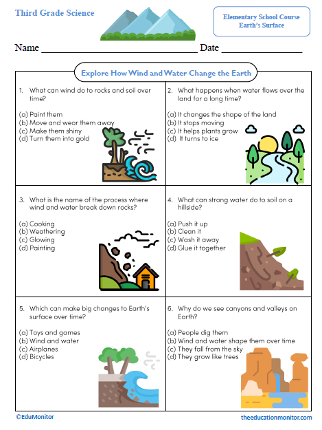Explore How Wind and Water Change the Earth Science Worksheet