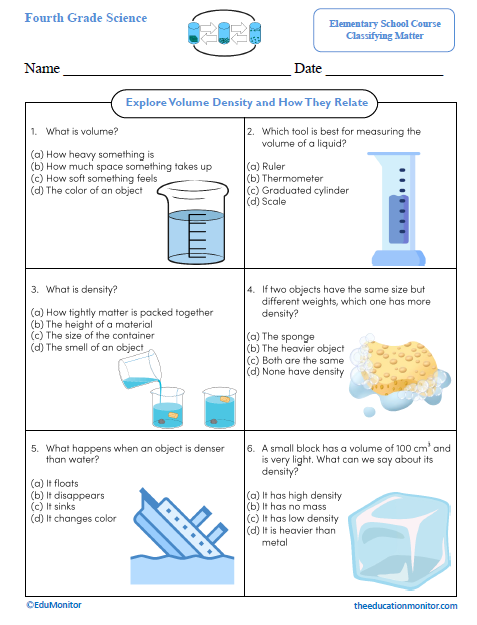 Explore Volume Density and How They Relate Science Worksheet Explore Volume Density and How They Relate Science Worksheet