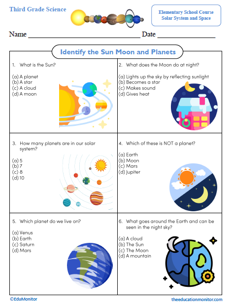 Identify the Sun Moon and Planets Science Worksheet Identify the Sun Moon and Planets Science Worksheet