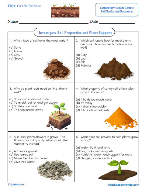 Investigate Soil Properties and Plant Support Science Worksheet Investigate Soil Properties and Plant Support Science Worksheet