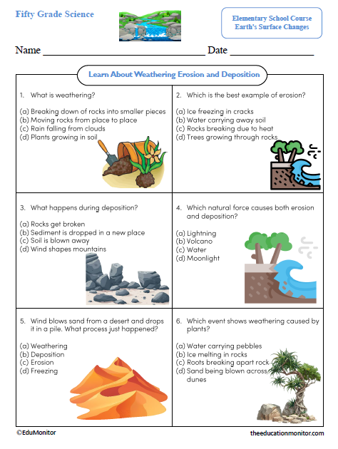 Learn About Weathering Erosion and Deposition Science Worksheet Learn About Weathering Erosion and Deposition Science Worksheet