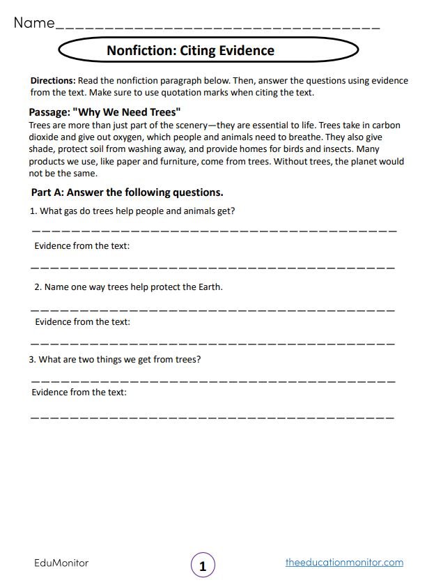 Nonfiction-citing evidence grade 5 ELA