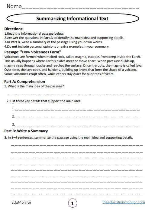 Summarizing Informational Text Grade 5 ELA