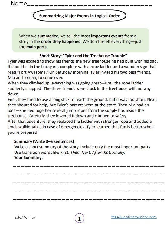 Summarizing Major Events in Logical Order I EduMonitor Summarizing Major Events in Logical Order I EduMonitor