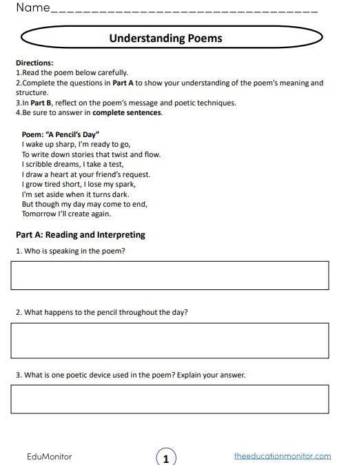 Understanding Poems English Language Arts Grade 5