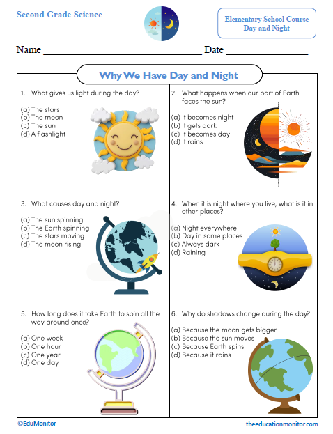 Why We Have Day and Night Second Grade Worksheet