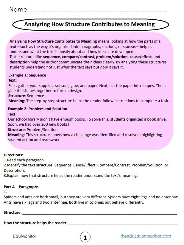 Analyzing How Structure Contributes to Meaning grade 5 I EduMonitor