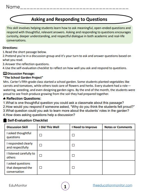 Asking and Responding to Questions grade 5I EduMonitor
