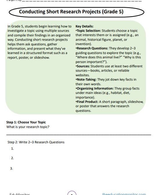 Conducting Short Research Projects Grade 5 ELA