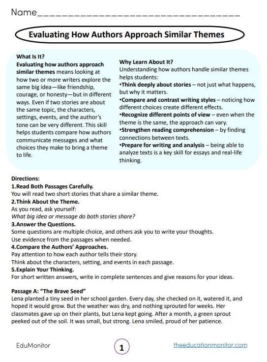 Evaluating How Authors Approach Similar Themes Grade 5