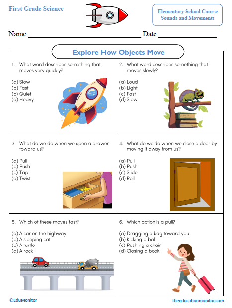 Explore How Objects Move Science Worksheet_Edumonitor Explore How Objects Move First Grade Worksheet