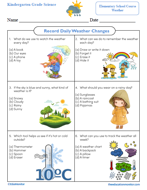 Record Daily Weather Changes Science Worksheet_Edumonitor Record Daily Weather Kindergarten Science Worksheet