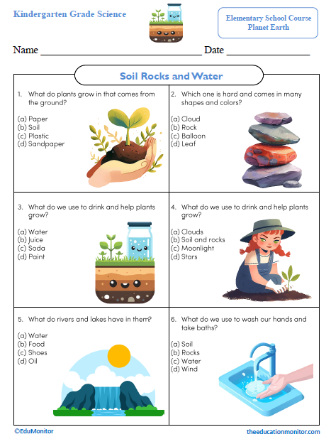 Soil Rocks and Water Science Worksheet_Edumonitor Soil Rocks and Water Kindergarten Science Worksheet