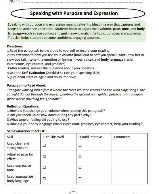 Speaking with Purpose and Expression I Grade 5