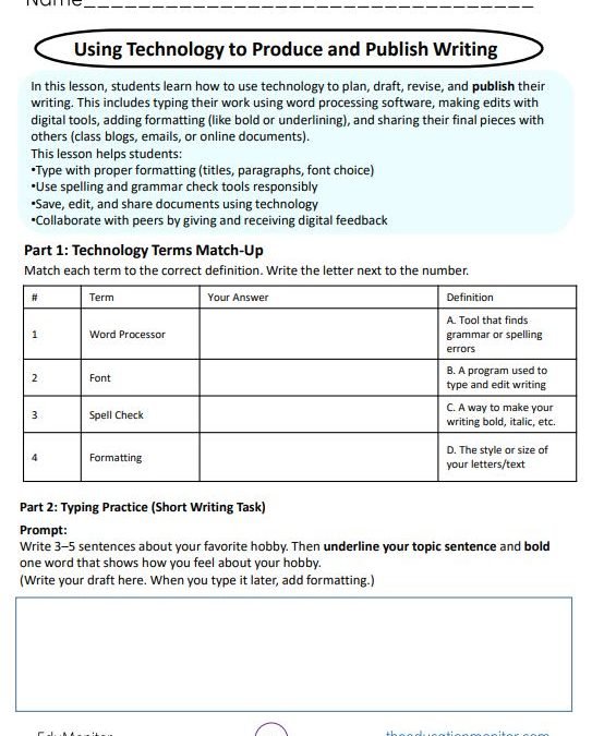 Using Technology to Produce and Publish Writing Grade 5