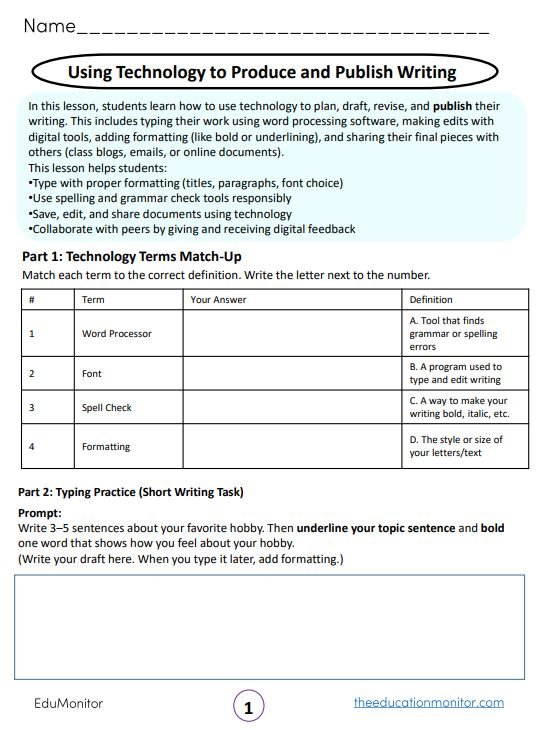 Using Technology to Produce and Publish Writing grade 5