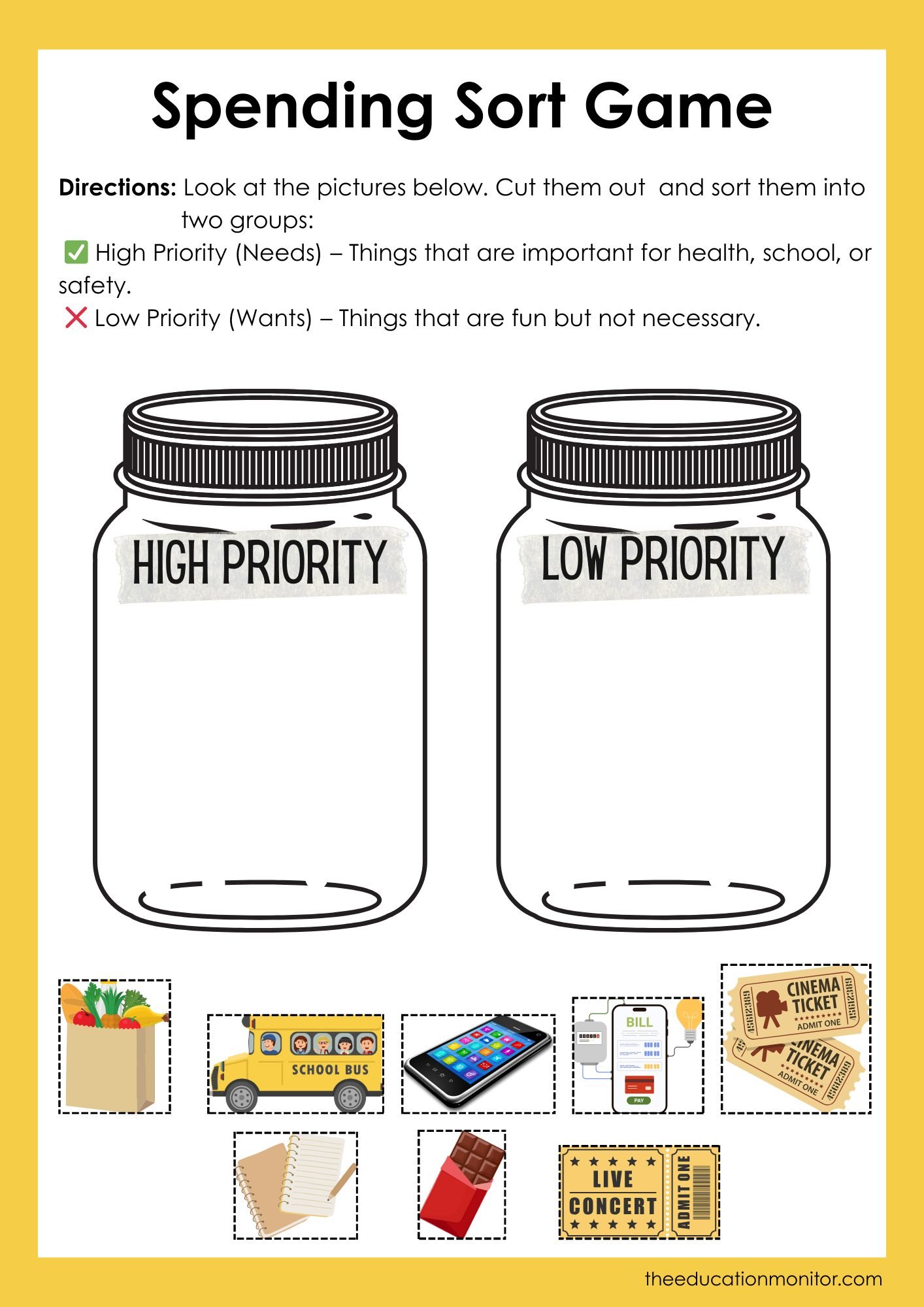 Prioritizing Our Spending 5th Grade Financial Literacy Worksheet Prioritizing Our Spending 5th Grade Financial Literacy Worksheet