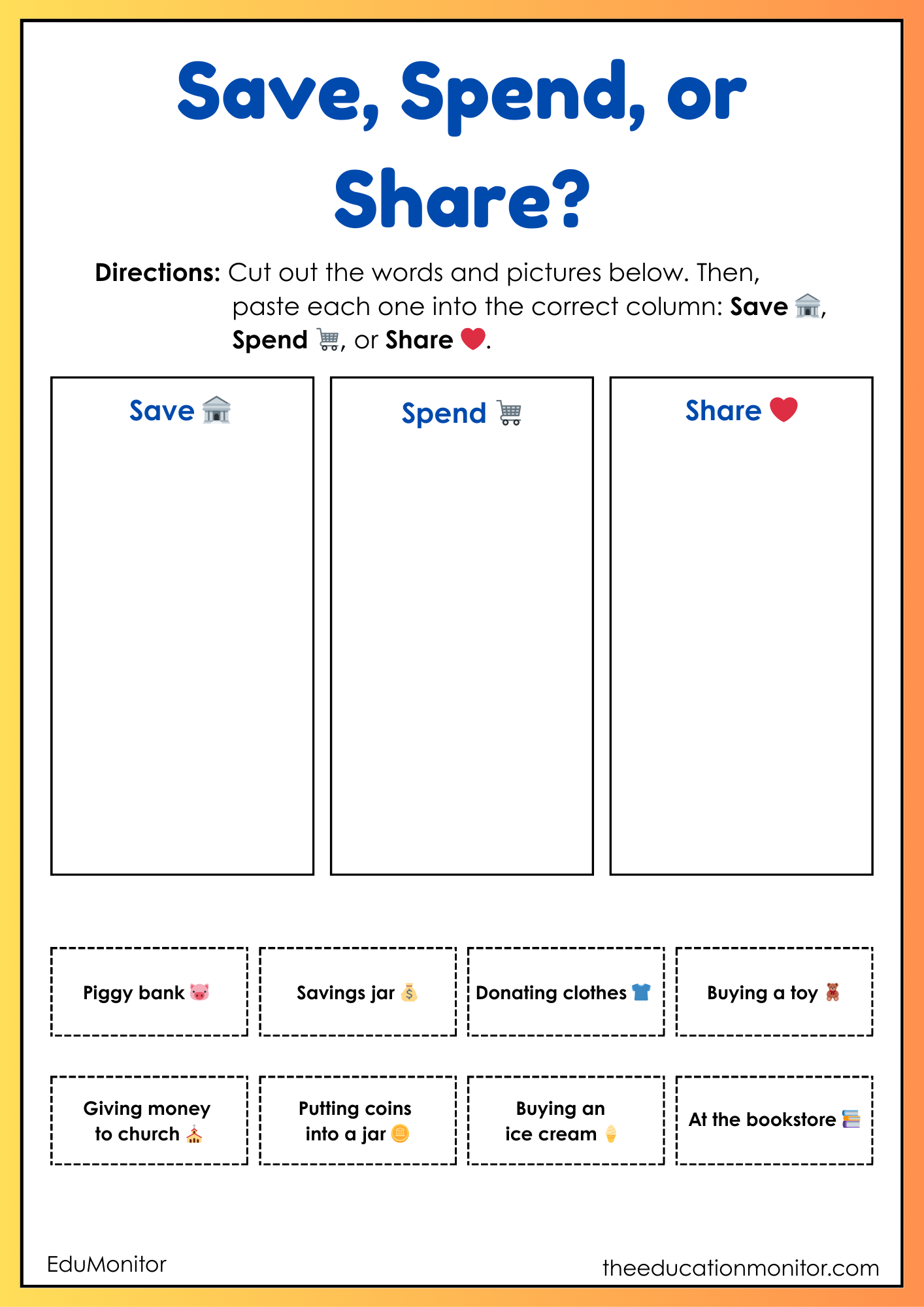 Allowances and Chores 2nd Grade Financial Literacy Worksheet Allowances and Chores 2nd Grade Financial Literacy Worksheet