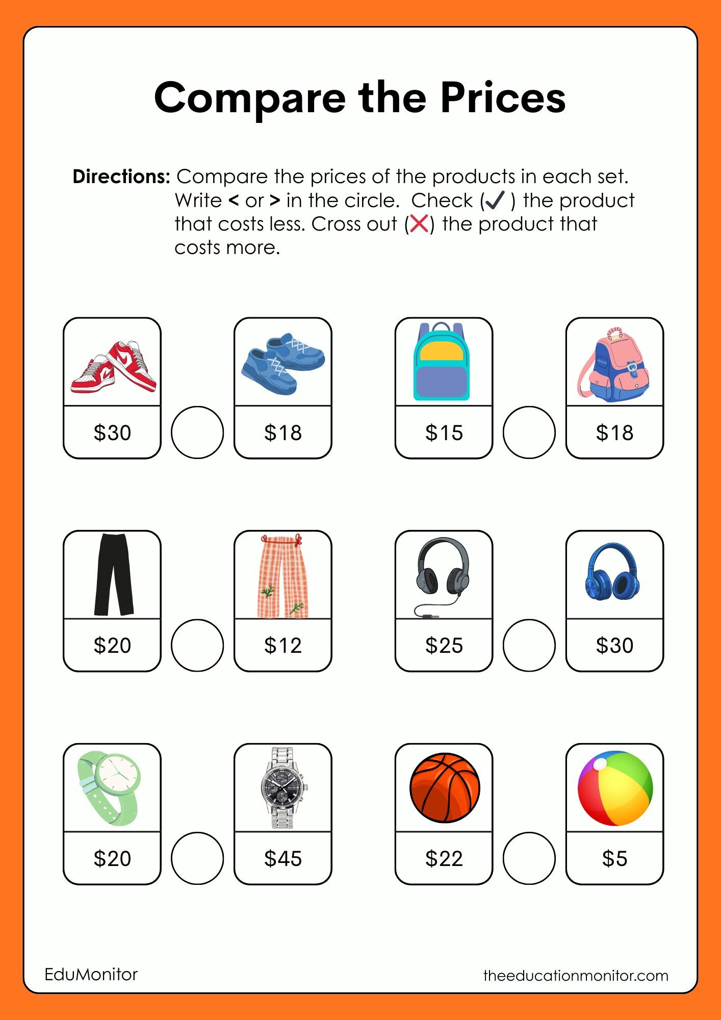 Comparing Prices 2nd Grade Financial Literacy Worksheet Comparing Prices 2nd Grade Financial Literacy Worksheet