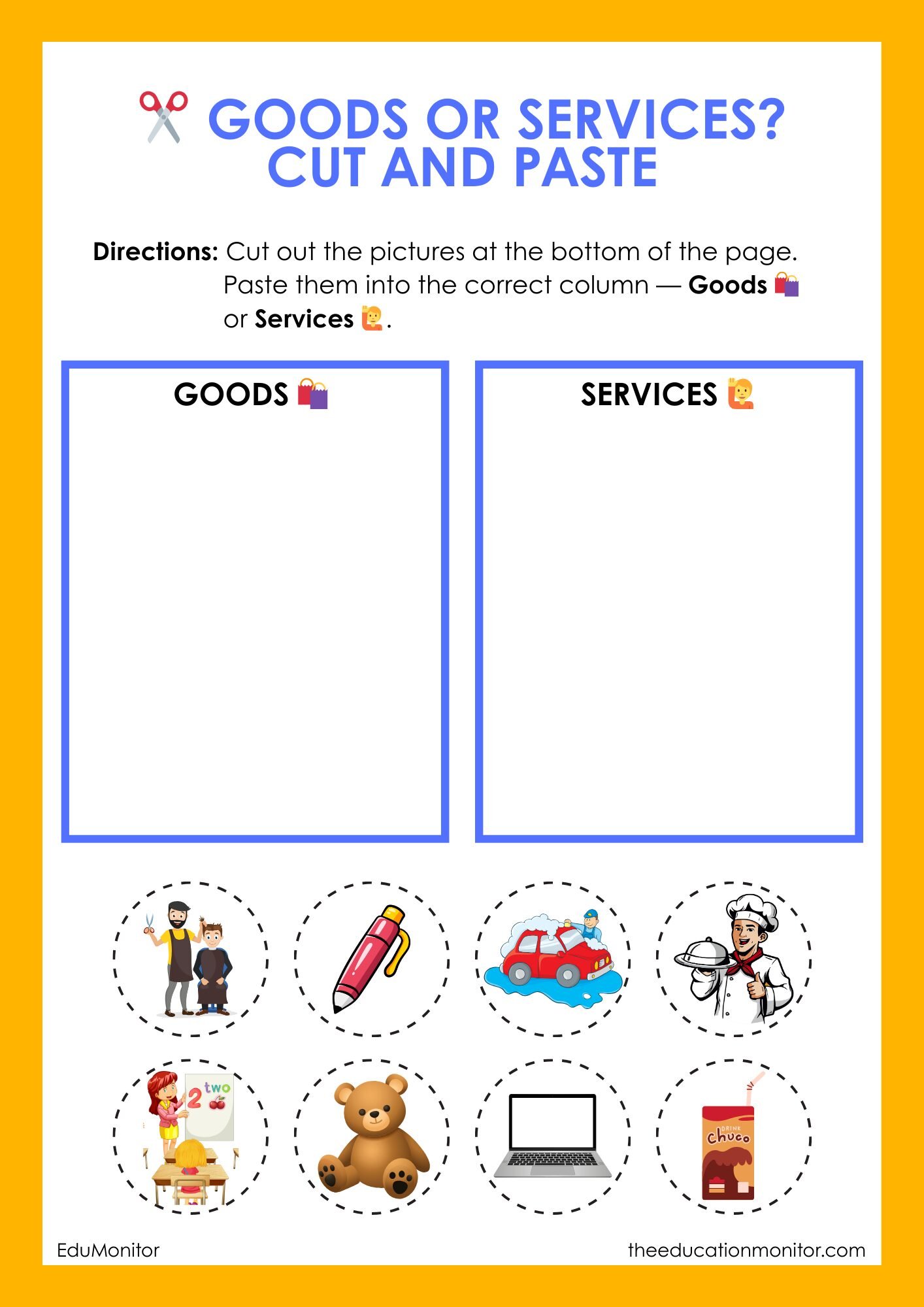 Goods and Services 2nd Grade Financial Literacy Worksheet Goods and Services 2nd Grade Financial Literacy Worksheet
