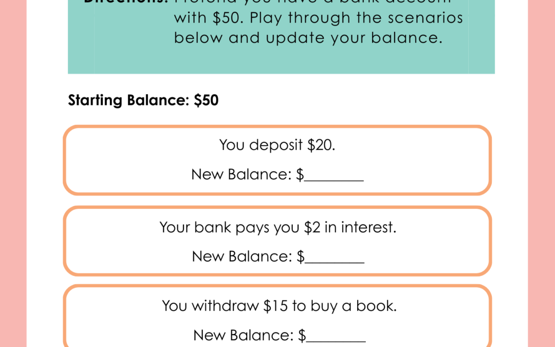 How Savings Accounts Work 5th Grade Financial Literacy Worksheet