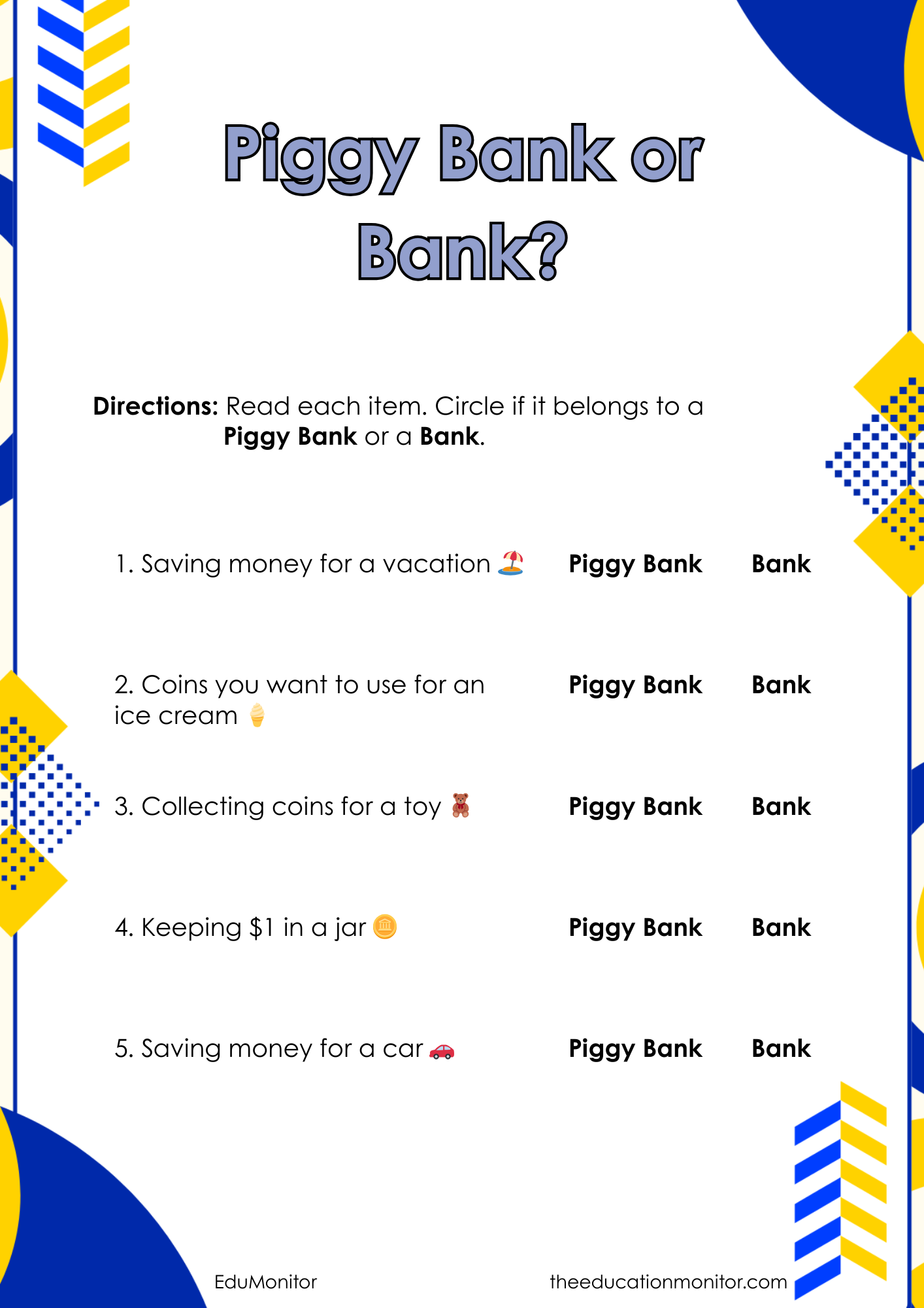 Piggy Banks and Banks 2nd Grade Financial Literacy Worksheet Piggy Banks and Banks 2nd Grade Financial Literacy Worksheet