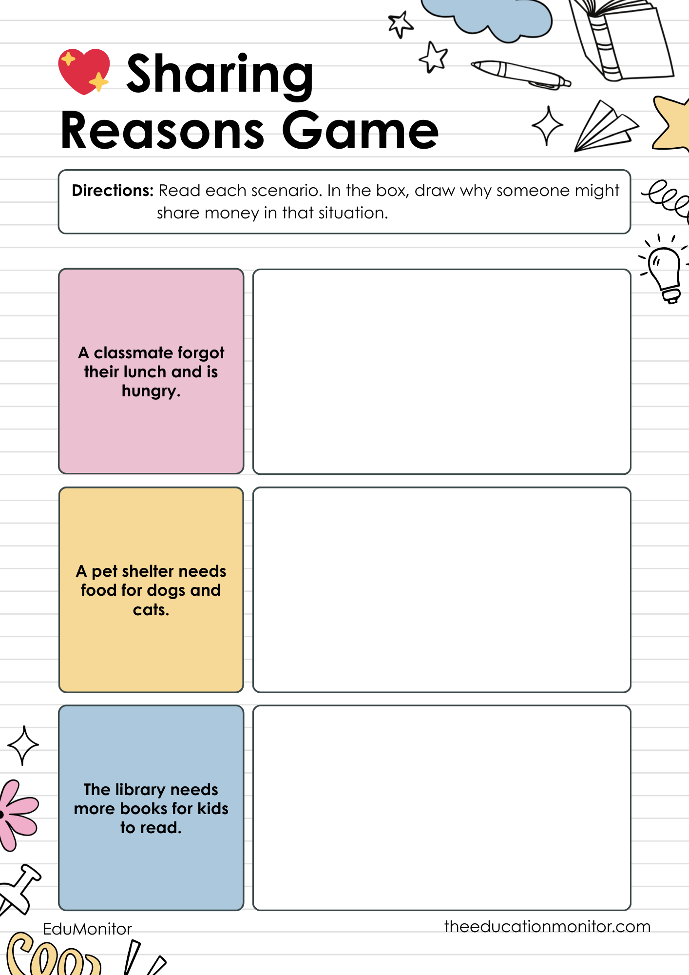 Why People Share with Money 2nd Grade Financial Literacy Worksheet Why People Share with Money 2nd Grade Financial Literacy Worksheet