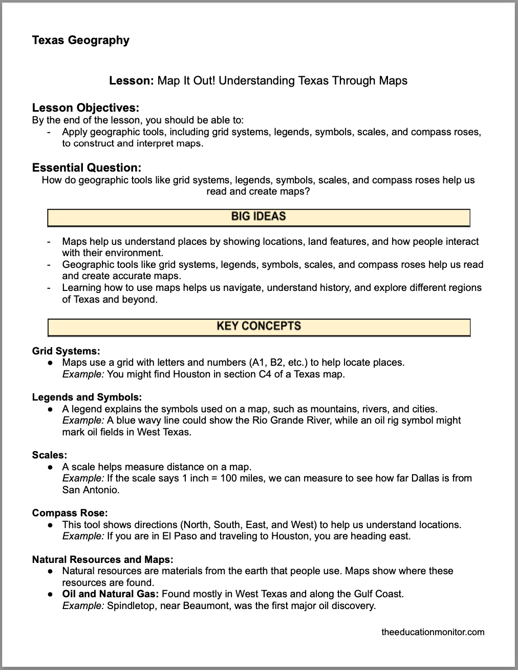 Map It Out! Understanding Texas Through Maps Map It Out! Understanding Texas Through Maps 4th Grade Social Studies Packet