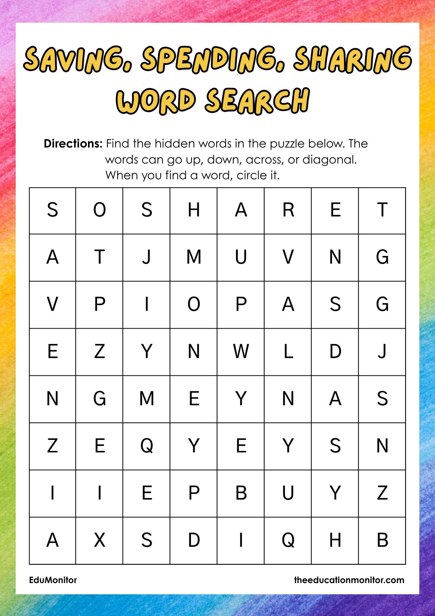 Saving, Spending, Sharing 2nd Grade Financial Literacy Worksheet Saving, Spending, Sharing 2nd Grade Financial Literacy Worksheet