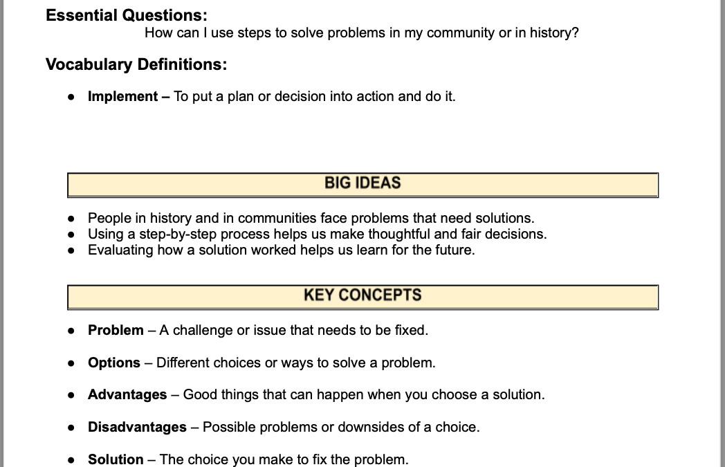 Solving Problems Like a Citizen: Making Smart Choices in Our Community 4th Grade Social Studies Packet
