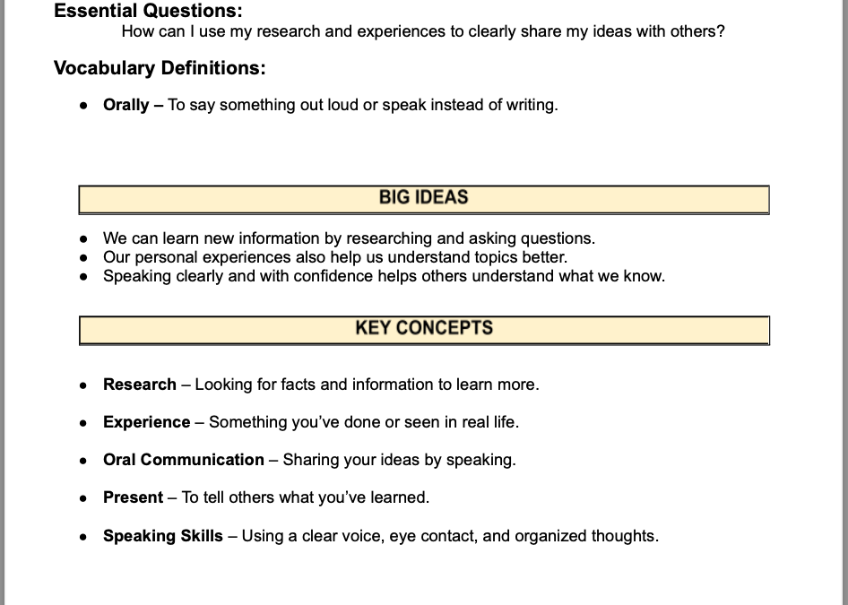 Speak Up and Share: Talking About What You’ve Learned 4th Grade Social Studies Packet
