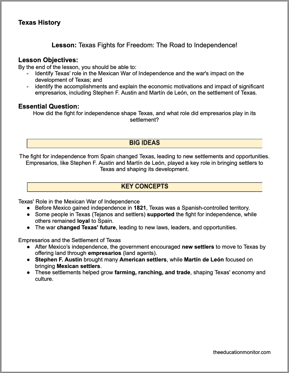 Texas Fights for Freedom The Road to Independence! Texas Fights for Freedom: The Road to Independence!