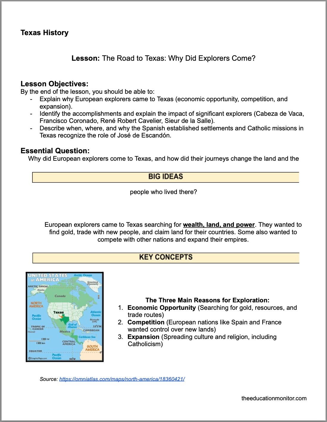 The Road to Texas: Why Did Explorers Come?