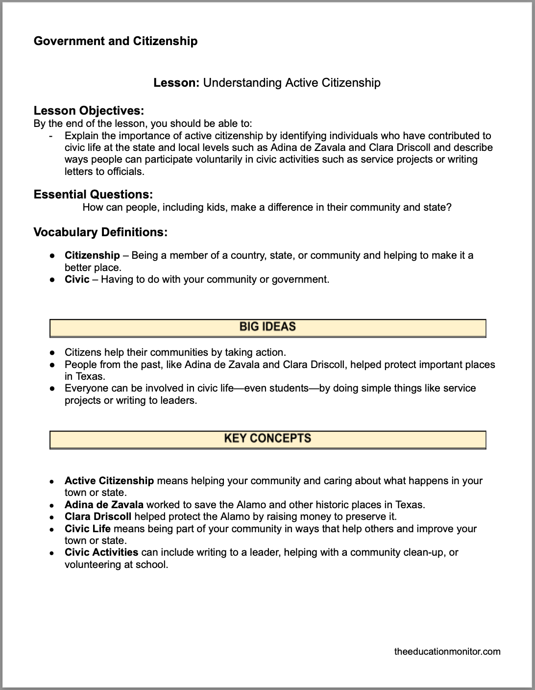 Understanding Active Citizenship Understanding Active Citizenship 4th Grade Social Studies Packet