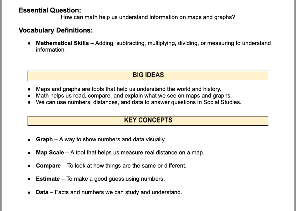 Using Math to Understand Maps and Graphs in Social Studies 4th Grade Social Studies Packet