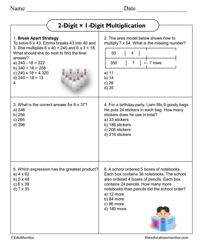 2 Digit x 1 Image 2-Digit × 1-Digit Multiplication.