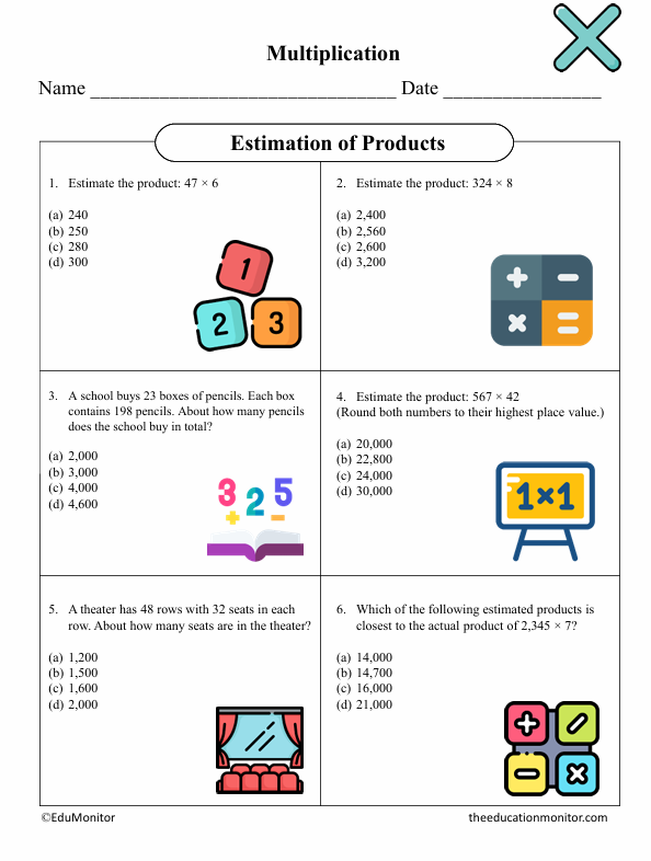 Estimation of Products Fifth Grade Math