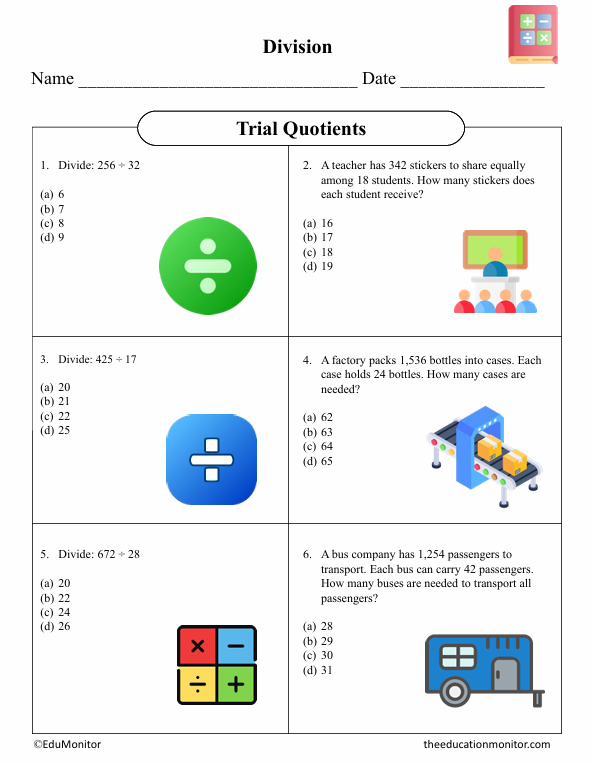 Trial Quotients Fifth Grade Math Worksheet-Edumonitor Trial Quotients Fifty Grade Math Worksheet